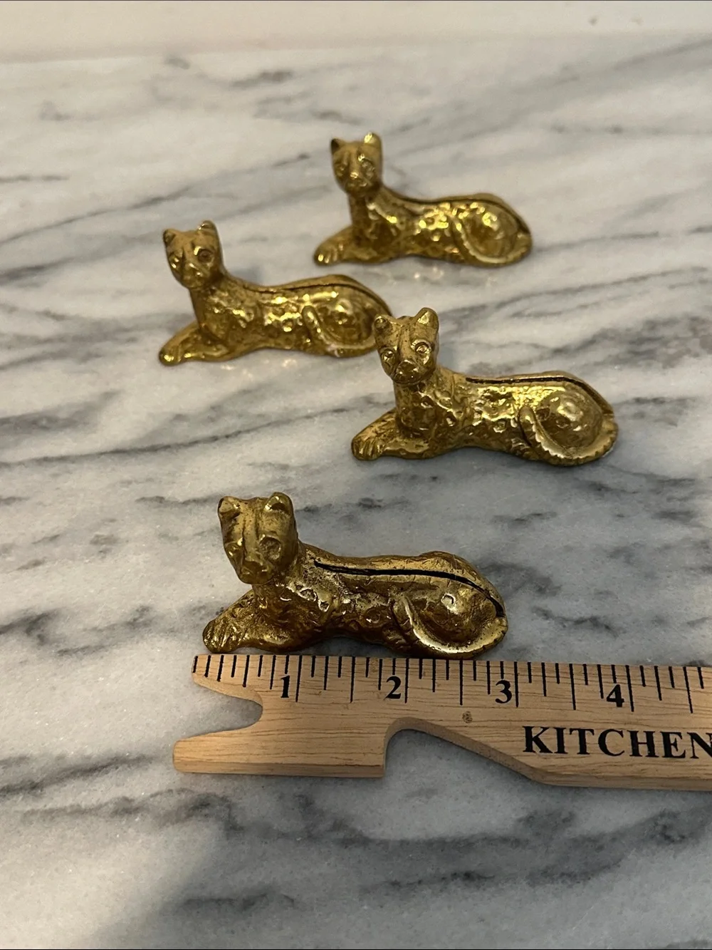 Set of 4 Bombay Co Brass Jaguar name Placecard Holder Solid Heavy Brass